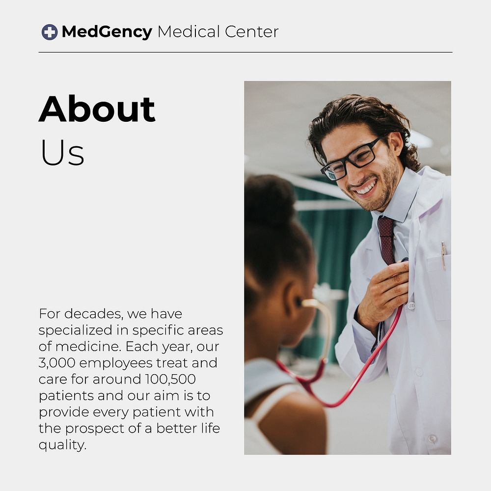 Pediatrician center Instagram post template, healthcare vector