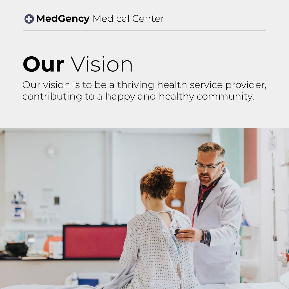 Company vision Instagram post template, healthcare vector