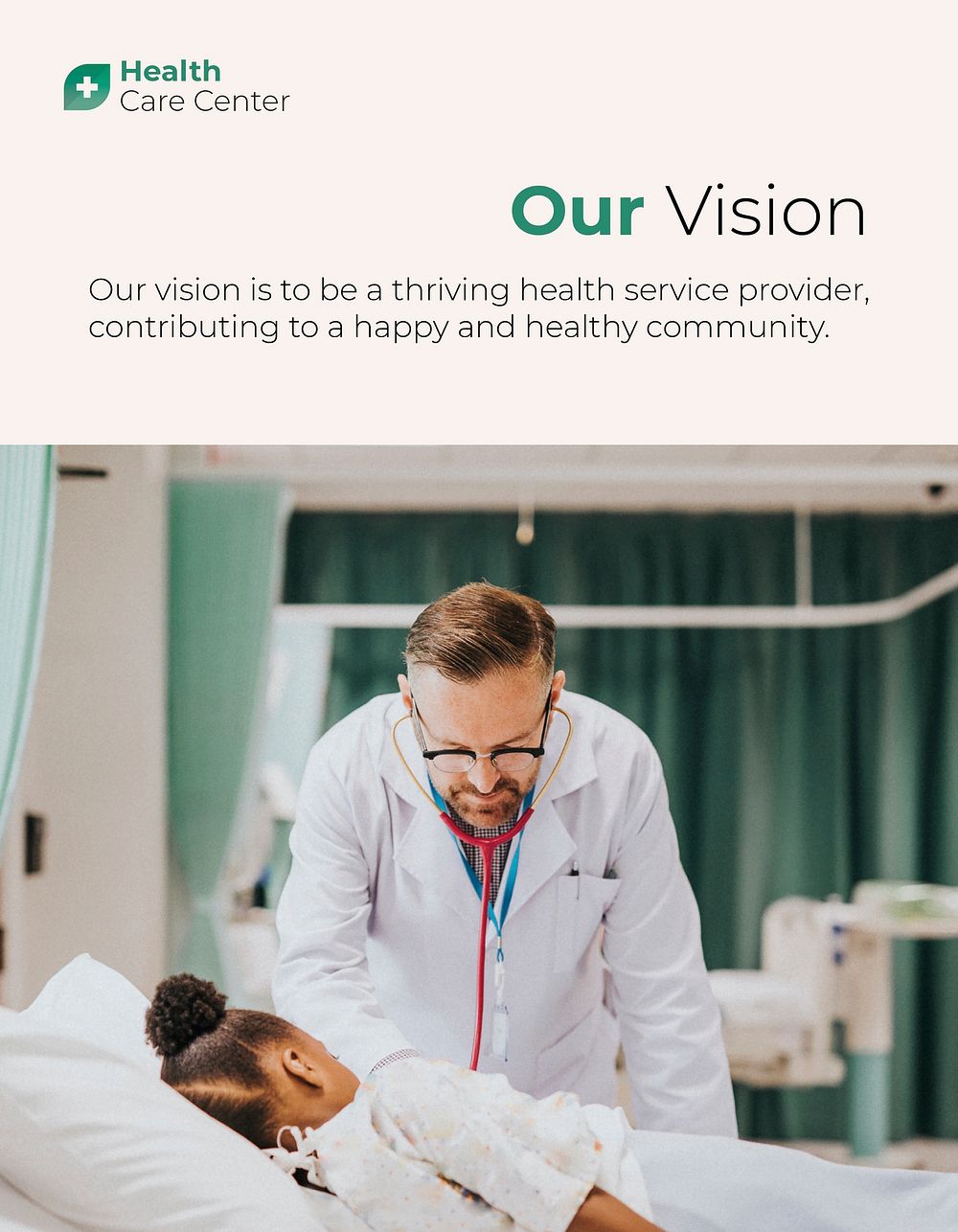 Medical vision flyer template, healthcare services vector