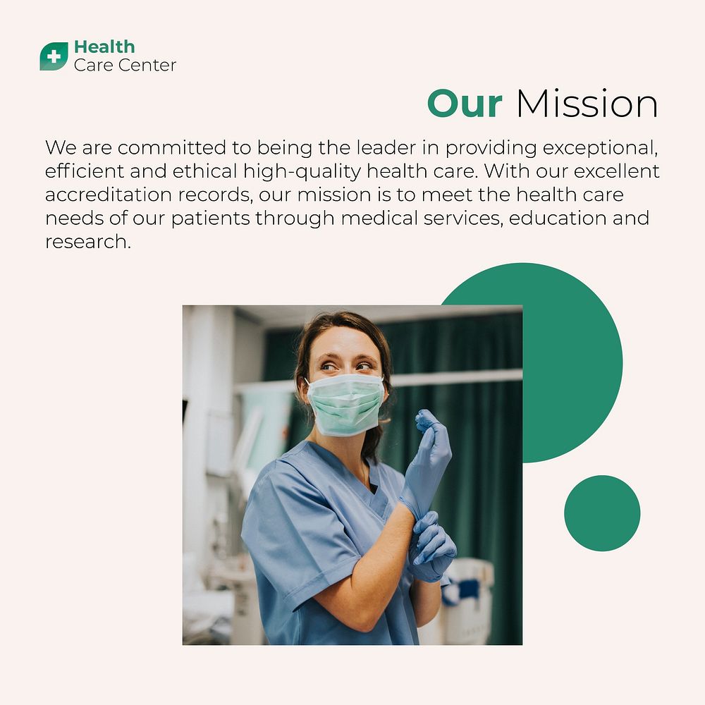 Mission statement Instagram post template, healthcare vector