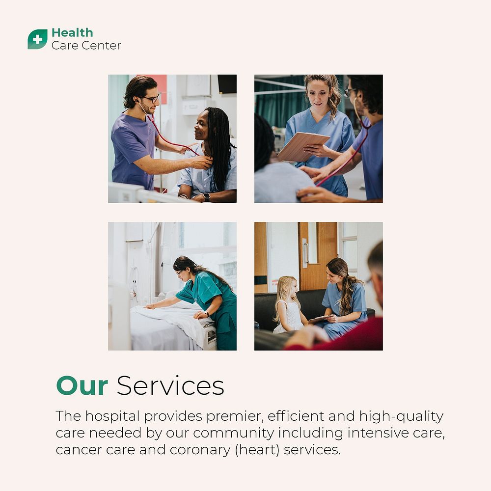 Medical services Instagram post template, healthcare service psd
