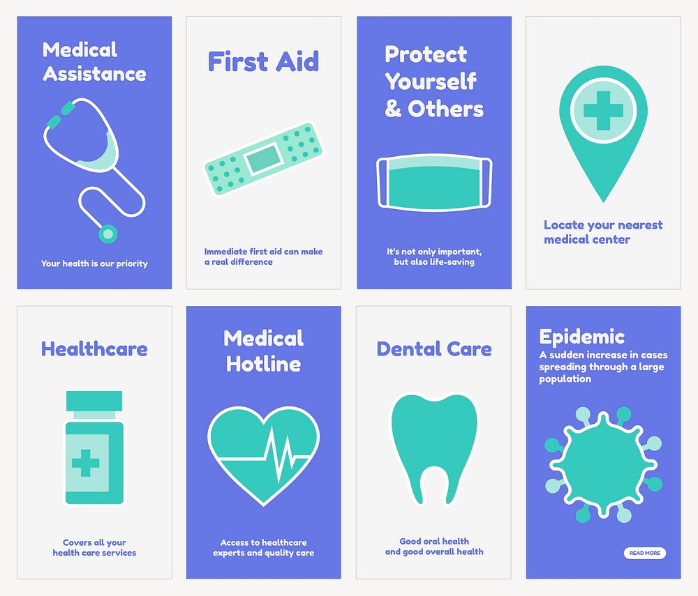 Funky healthcare Instagram story template, medical set psd