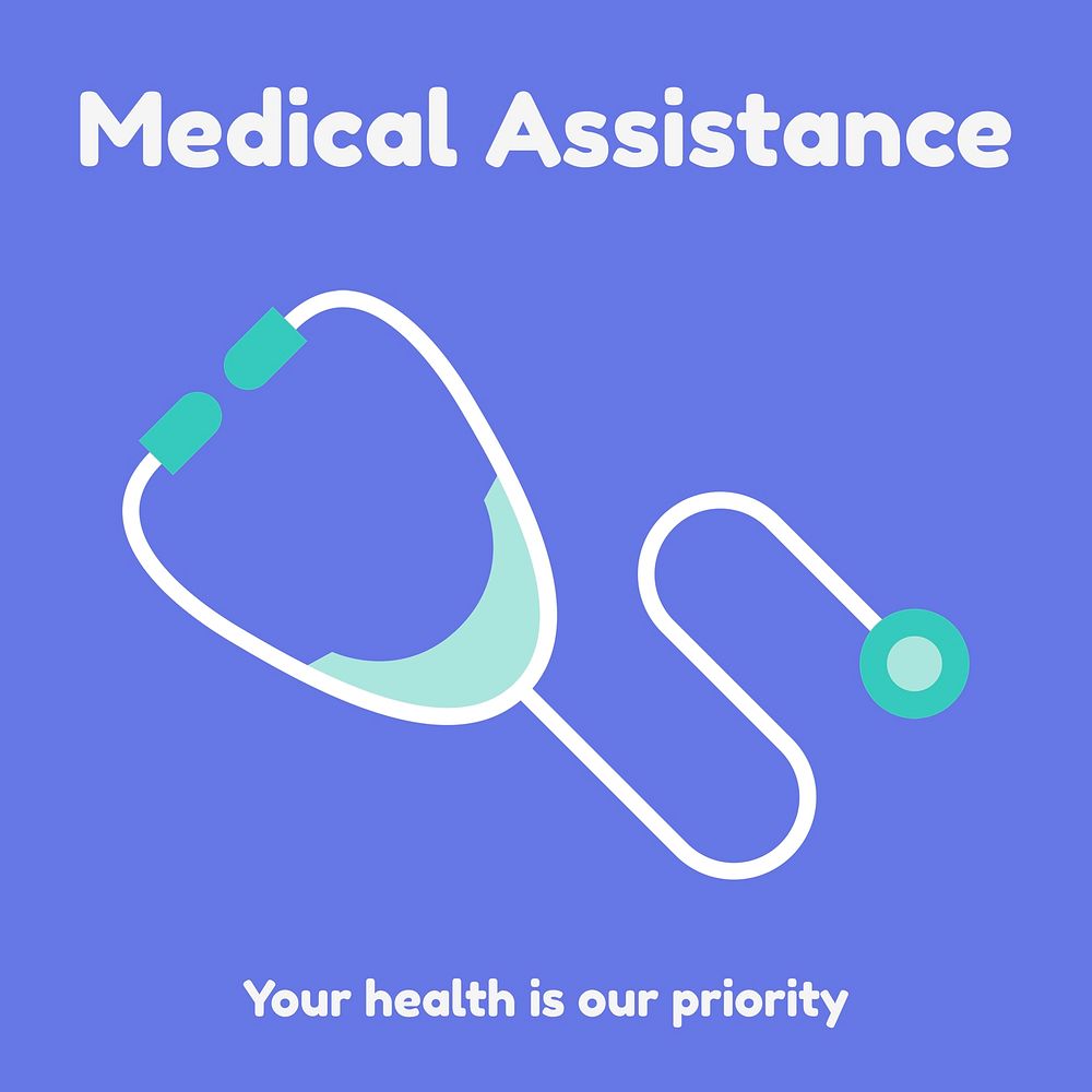 Medical assistance Instagram post template, healthcare service psd