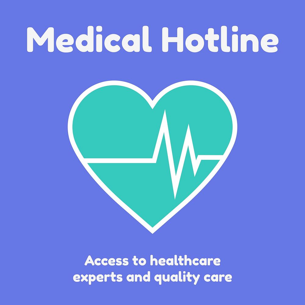 Medical hotline Instagram post template, healthcare vector