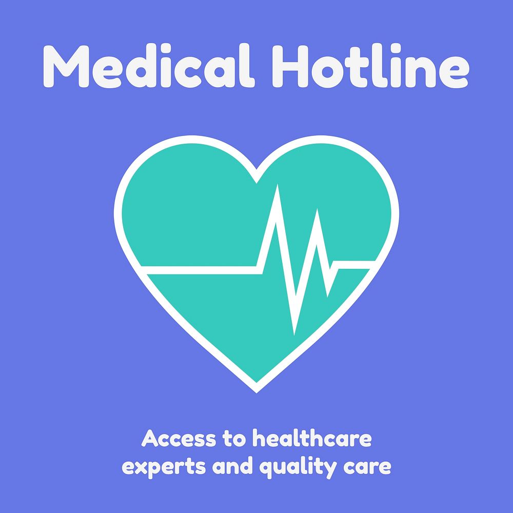 Medical hotline Instagram post template, healthcare service psd