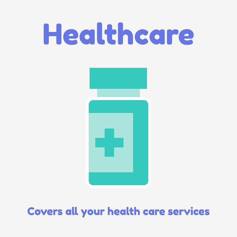 Medical insurance Instagram post template, healthcare vector