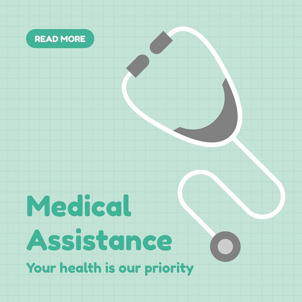 Medical assistance Instagram post template, healthcare service psd
