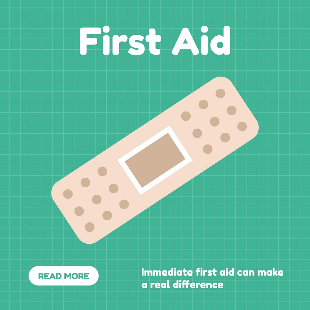 First aid Instagram post template, healthcare vector