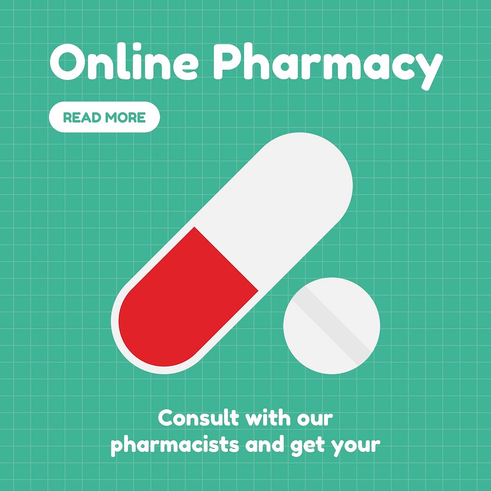Online pharmacy Facebook post template, medical psd