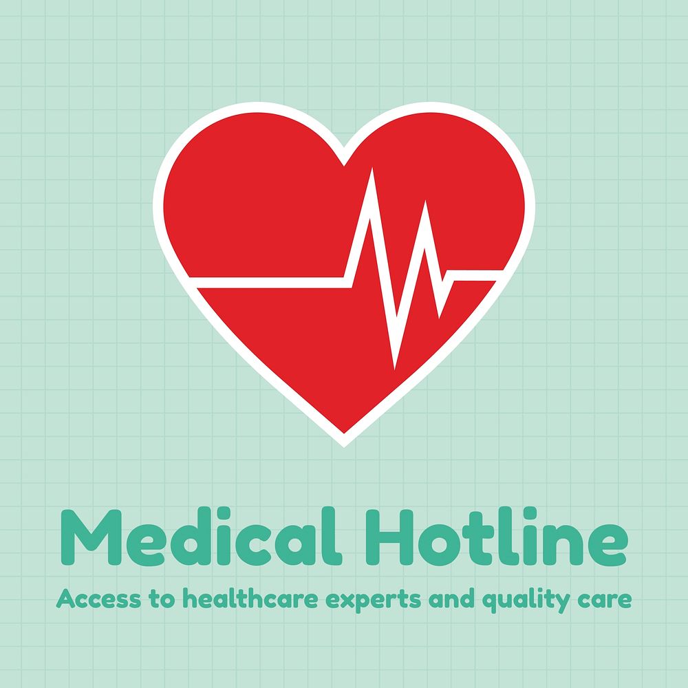 Medical hotline Instagram post template, healthcare vector