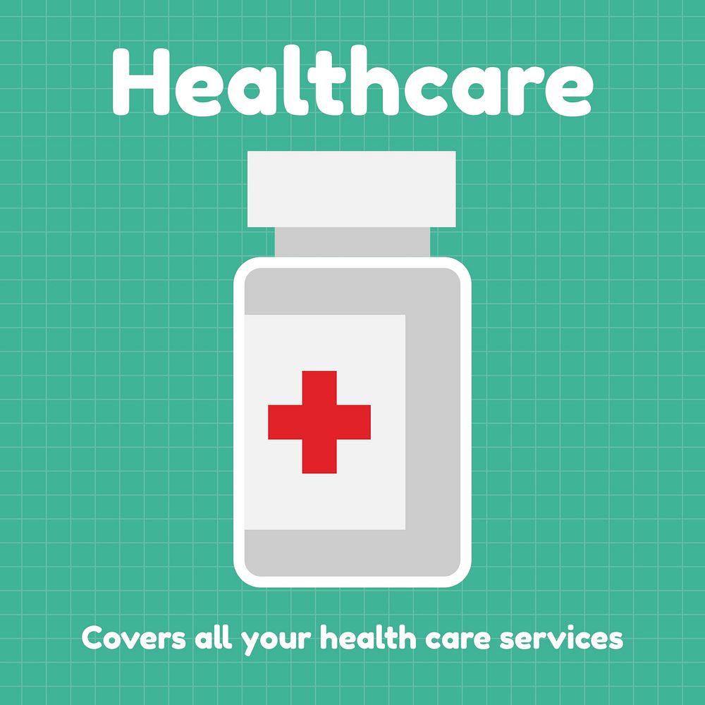 Medical insurance Instagram post template, healthcare vector
