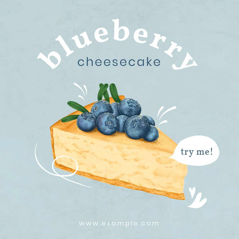 Hand drawn cheesecake Instagram ad template illustration