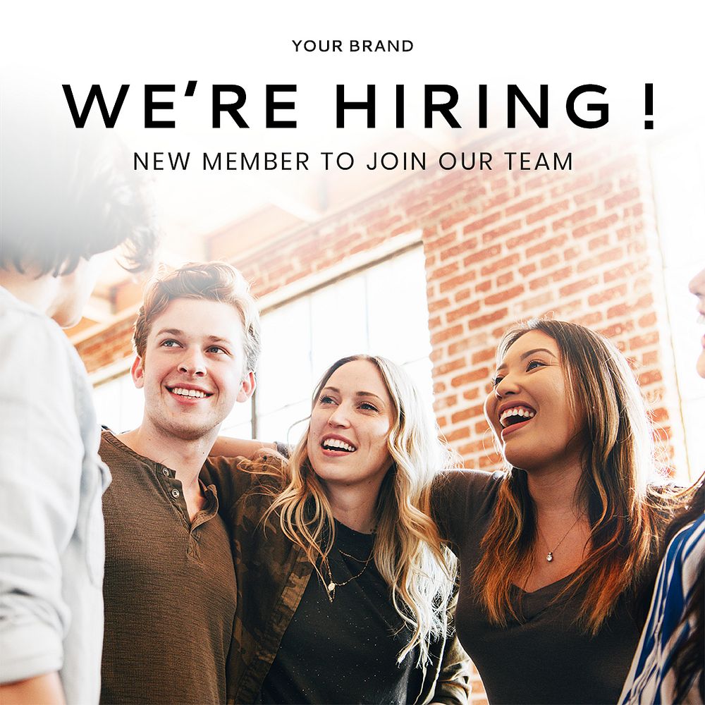 We're hiring new members to join our team social advertisement template mockup
