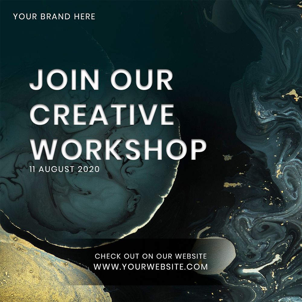 Join our creative workshop social template mockup