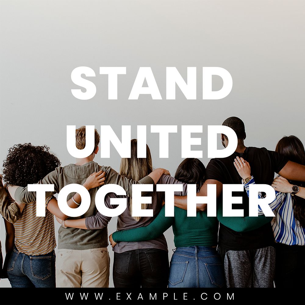 Stand united together social banner template mockup