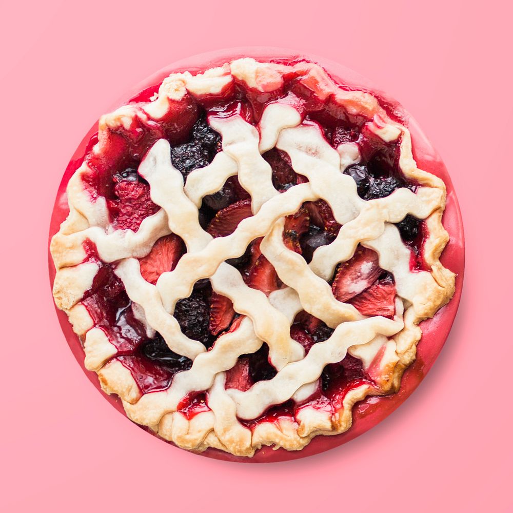 Mixed berry pie sticker, food photography psd