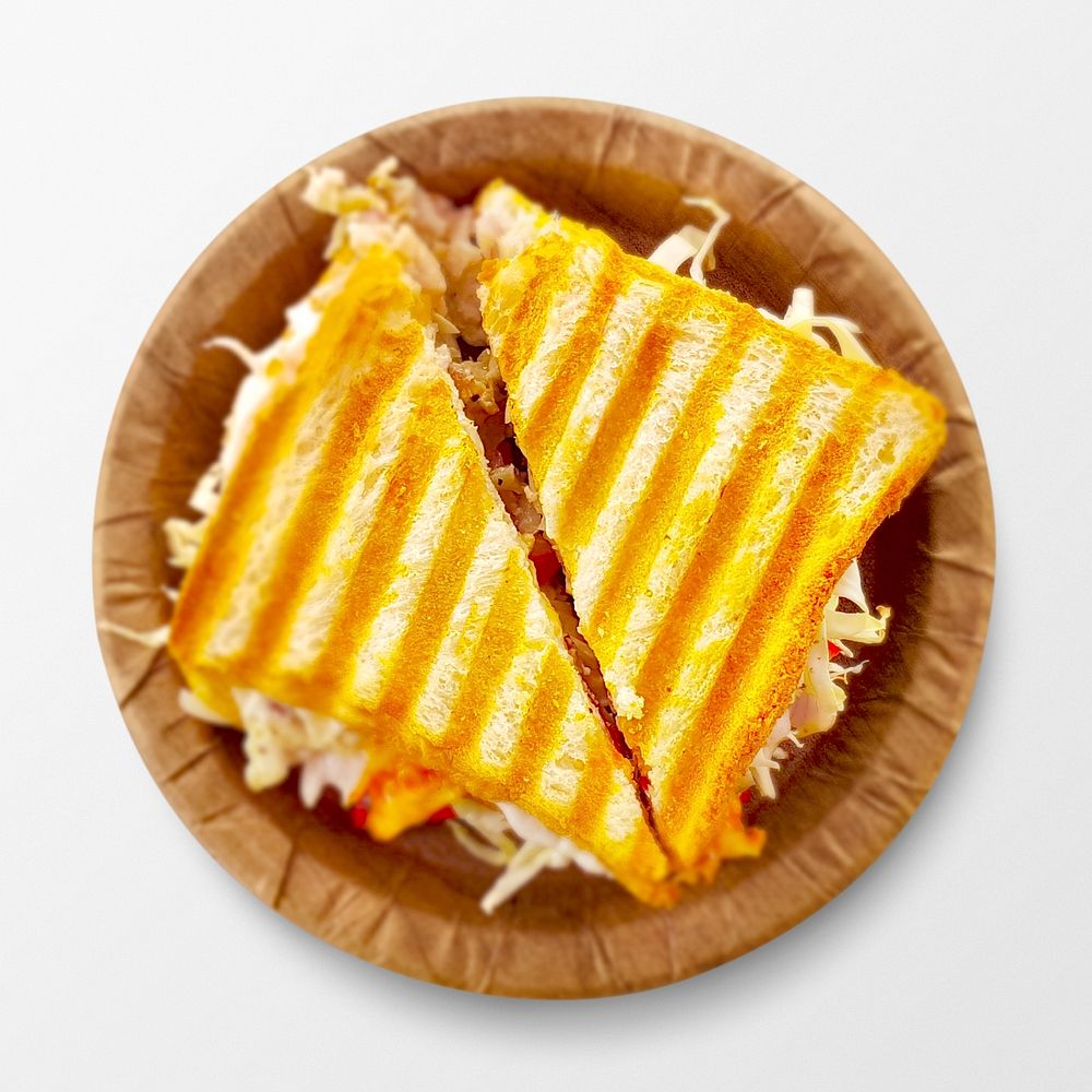 Grilled sandwich on a plate, food photography psd