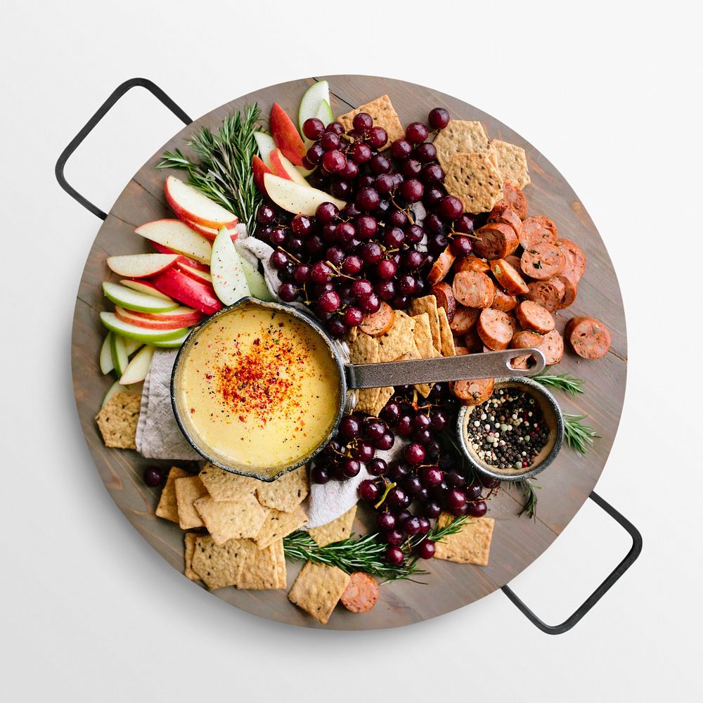 Snack plate sticker, food photography psd