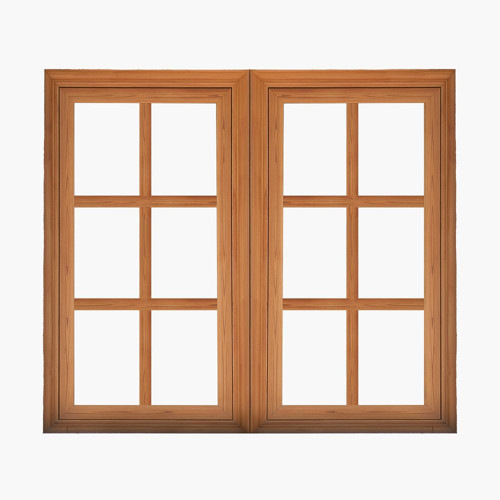 Double casement window clipart, home exterior design psd