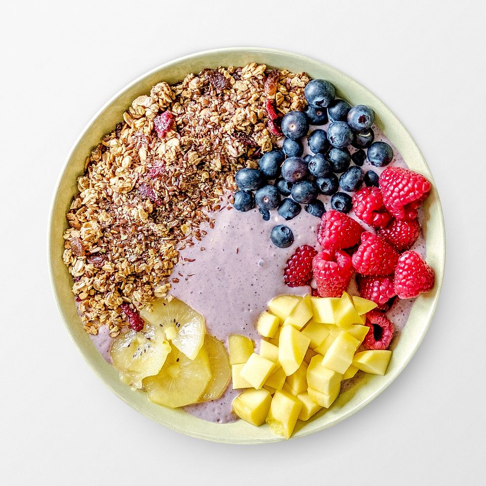 Smoothie bowl sticker, food photography psd