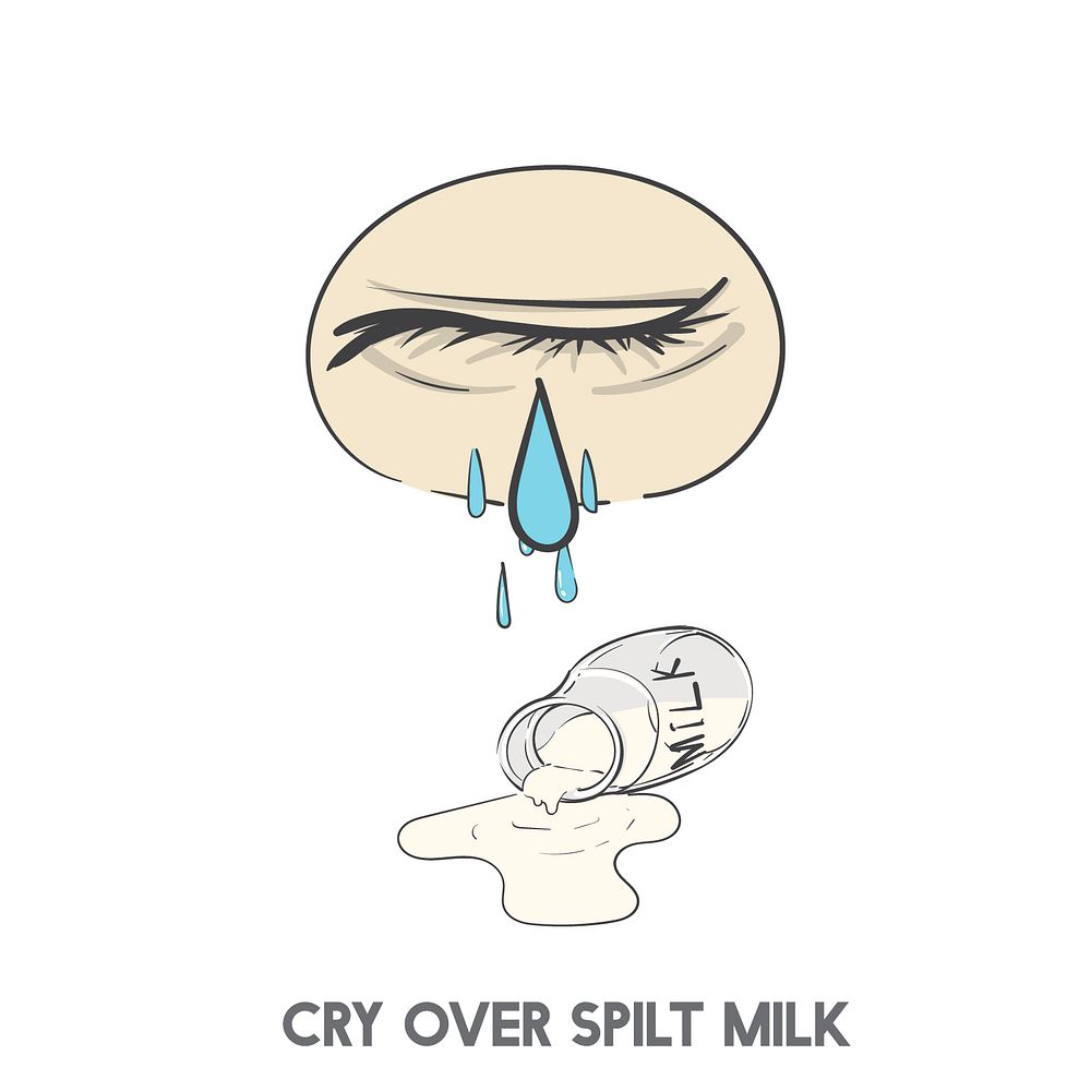 Cry over spilt milk idiom vector