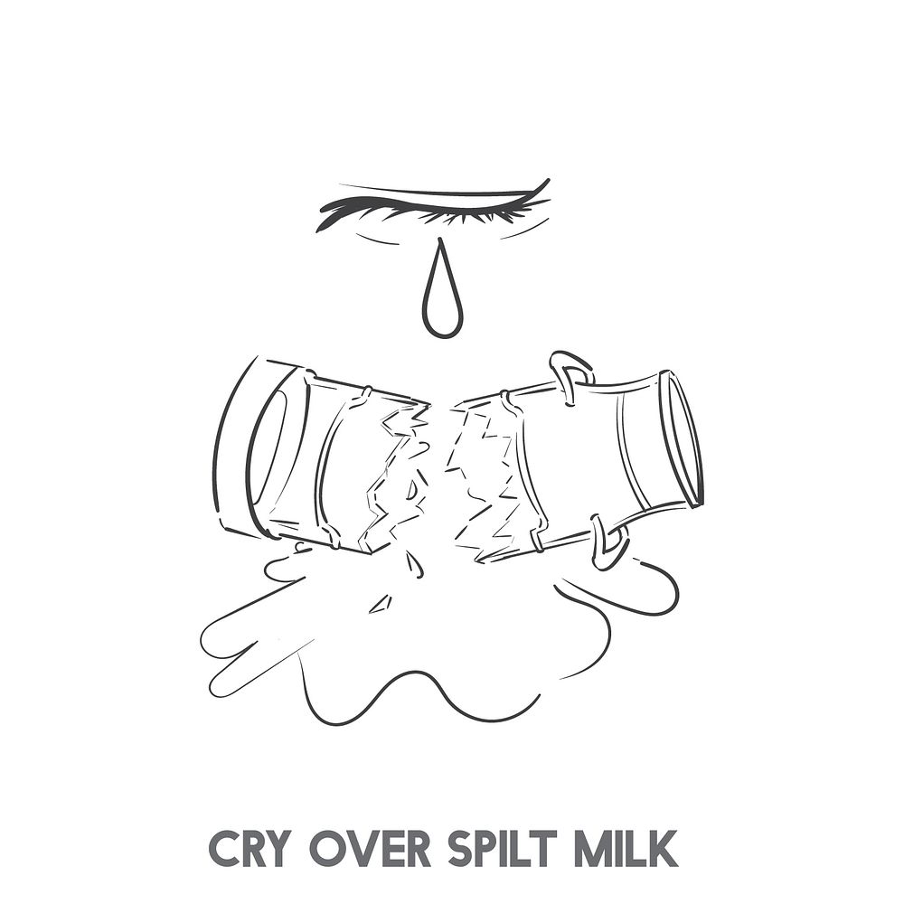 Cry over spilt milk idiom vector