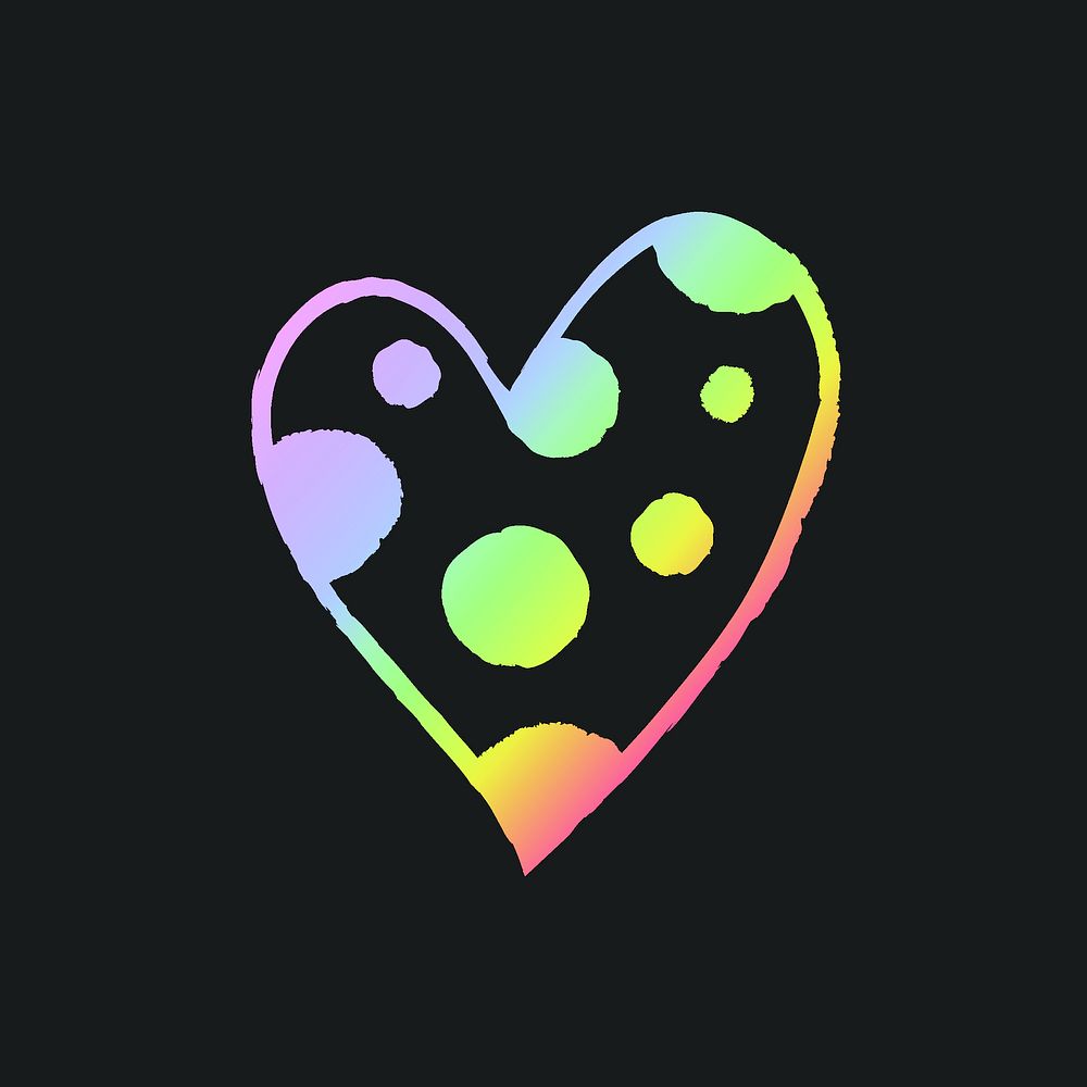 Polkadot heart element vector in doodle style