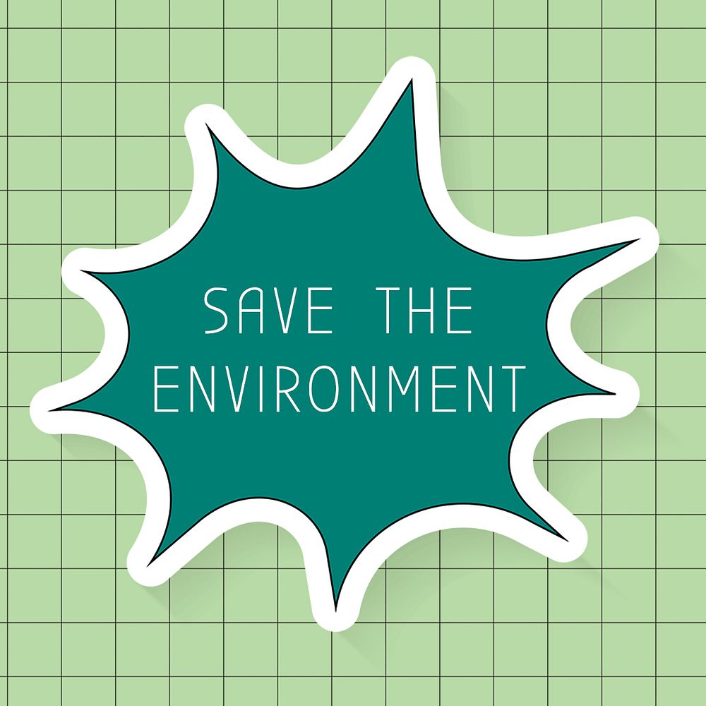 Save the environment template psd, speech bubble, grid pattern background