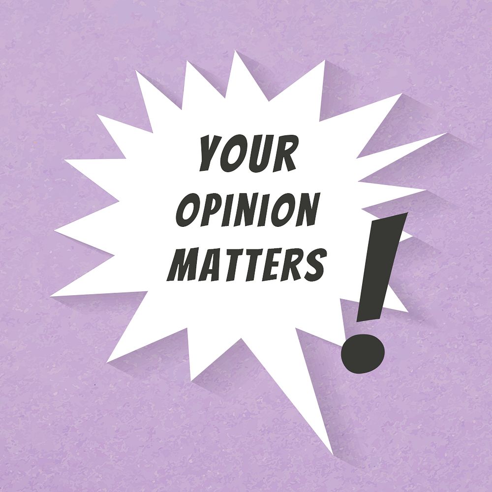 Your opinion matters template psd, editable speech bubble