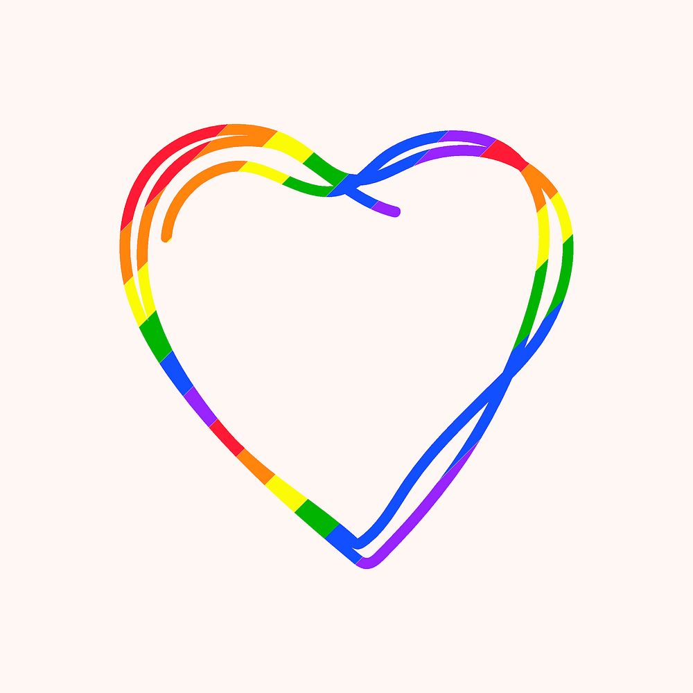 LGBT heart, colorful doodle design icon vector