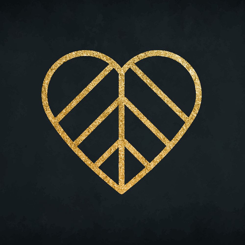 Glitter gold heart icon, simple element graphic vector