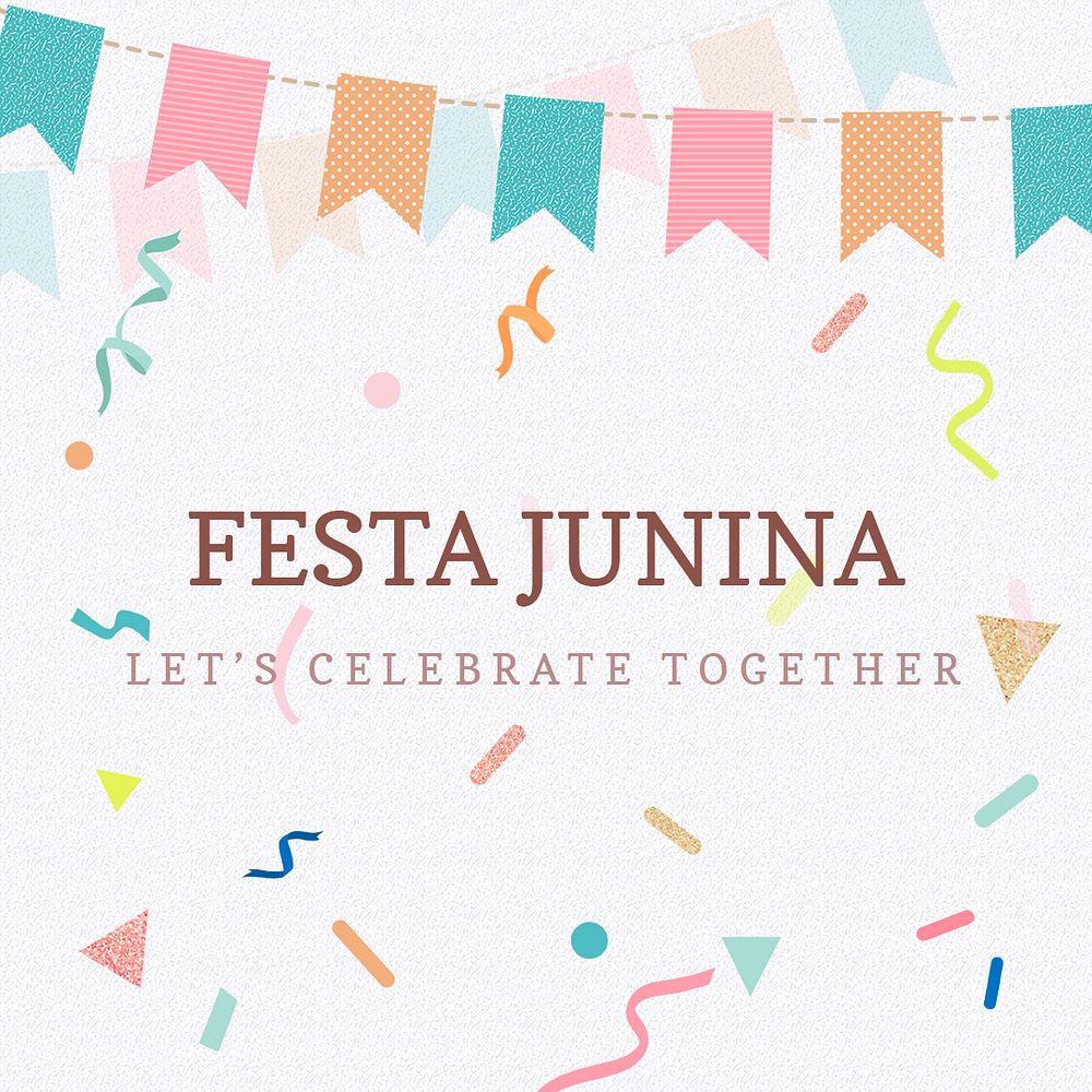 Celebration Instagram post template psd, festive and colorful bunting