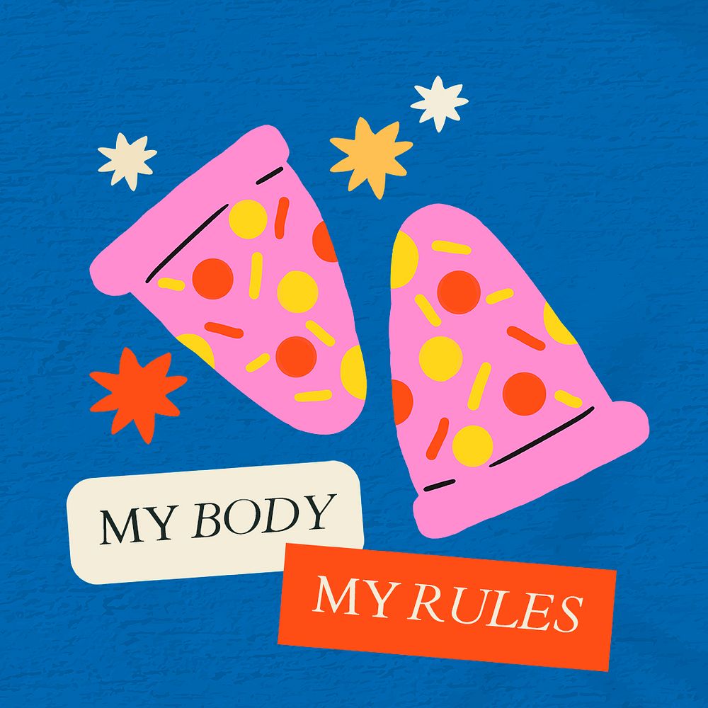 Body positivity editable template psd with my body my rules text 