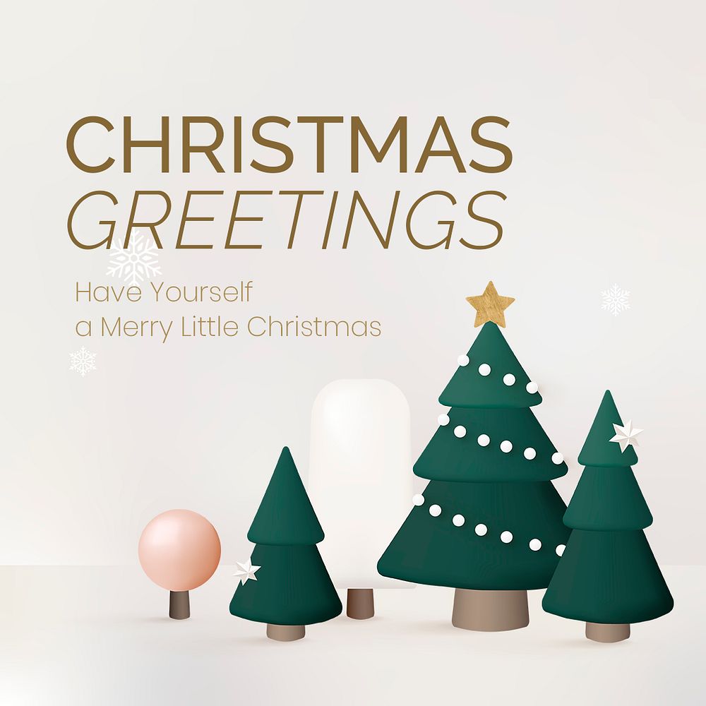 Christmas greetings social media template, winter graphic psd