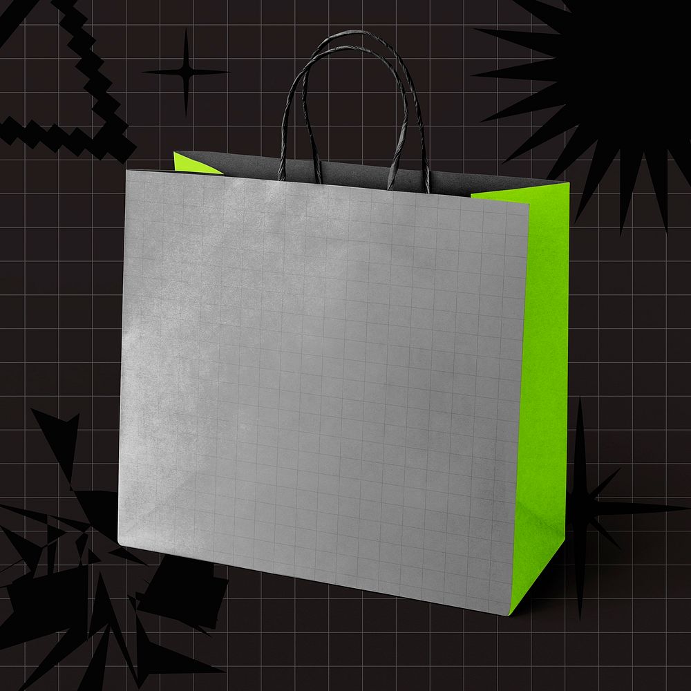 Neon shopping bag, retro design with copy space