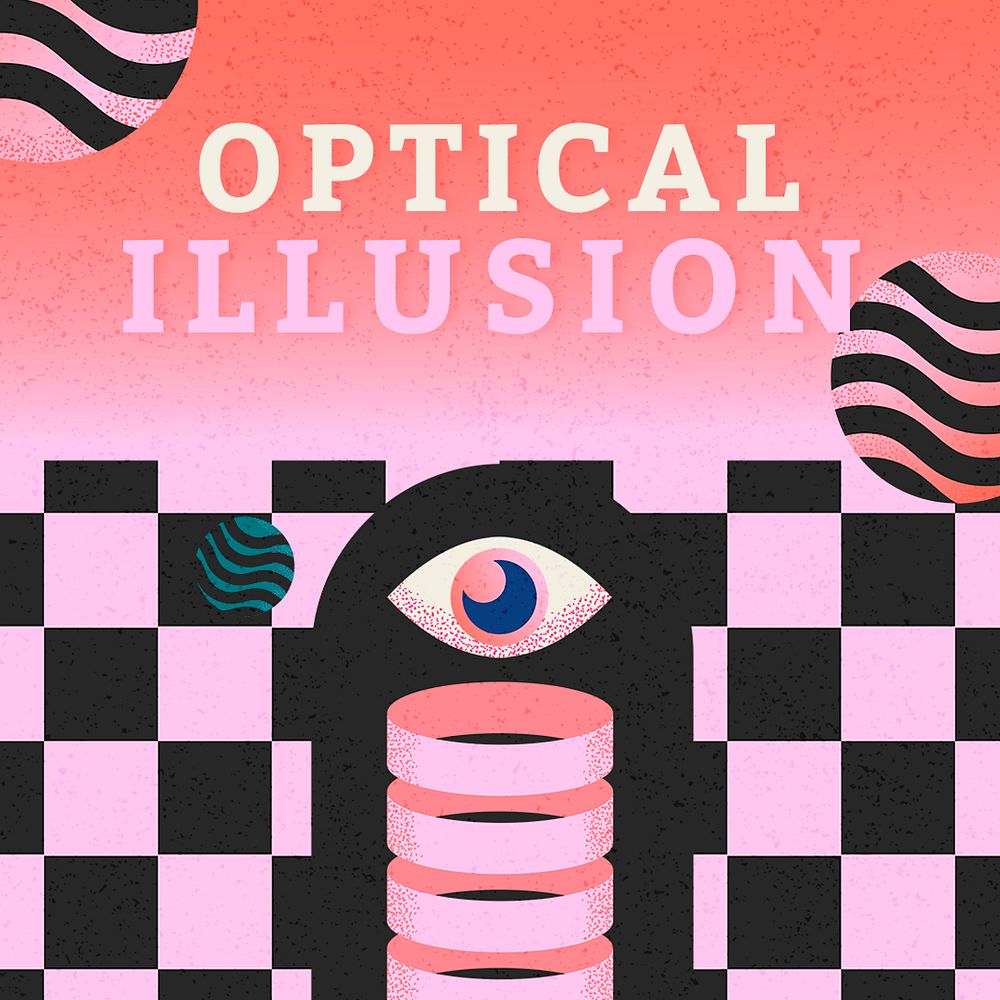 Optical illusion Instagram post template, seeing eye design psd