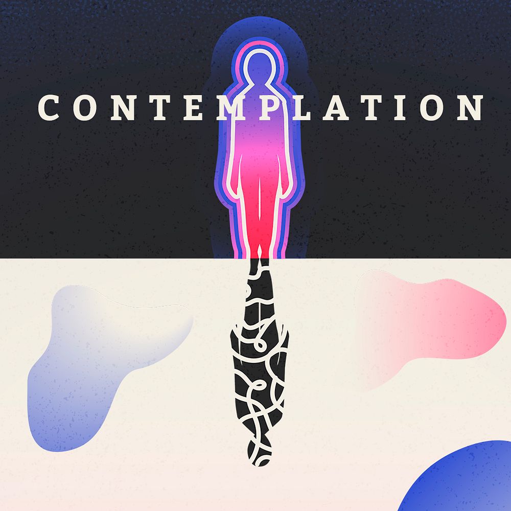 Contemplation Instagram post template, human mind & body design psd