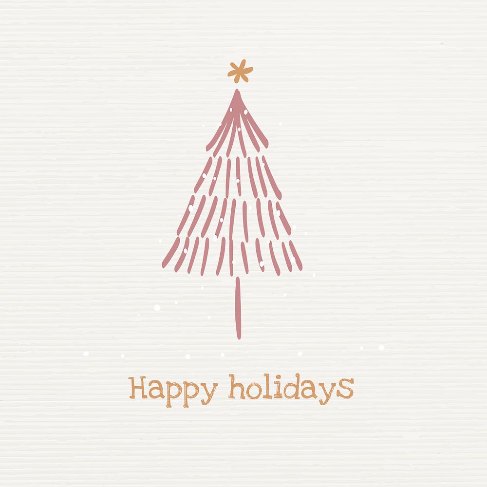 Happy holidays Instagram post template, Christmas tree doodle in red psd