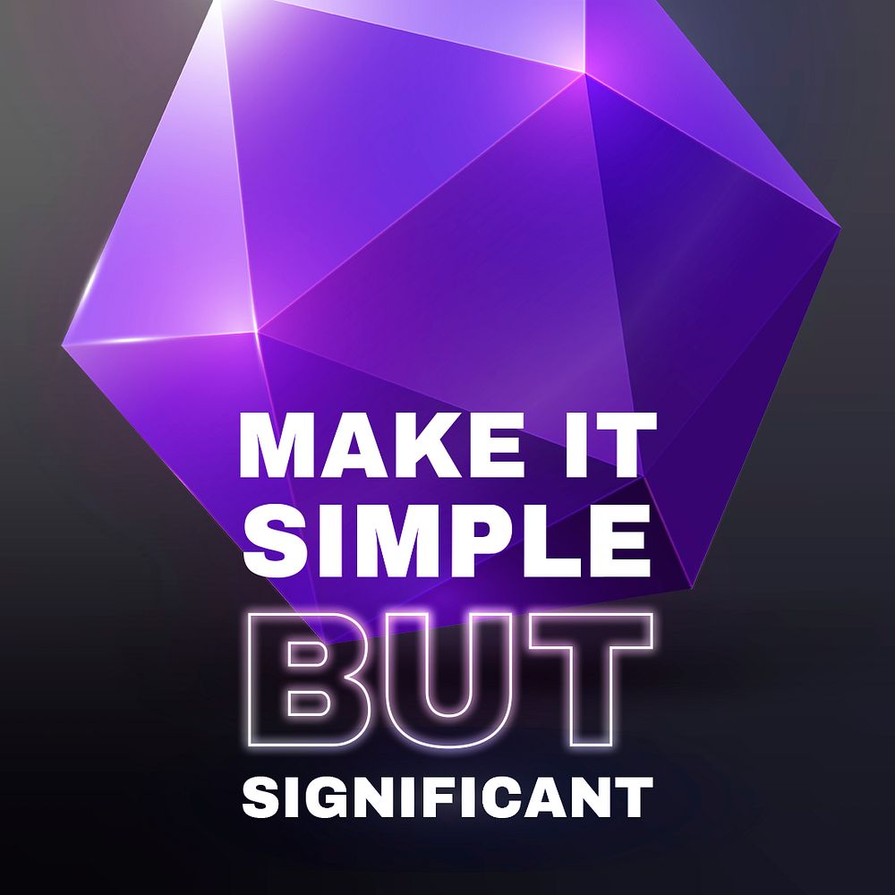 Modern 3D Instagram post template, prism geometric shape with quote psd