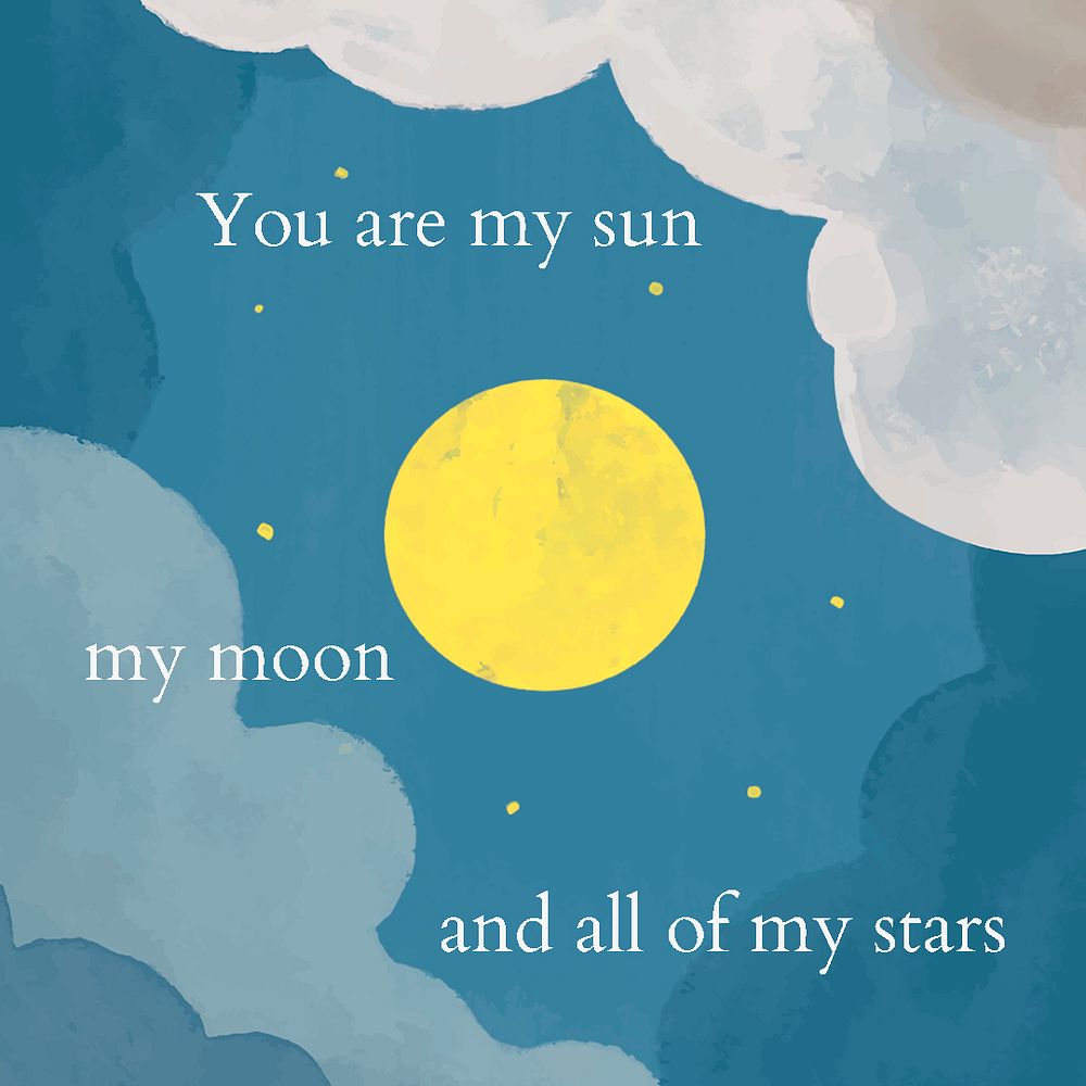 Night sky instagram post template psd "You are my sun my moon and all of my stars"