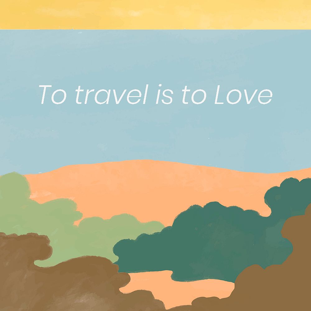 Abstract beach instagram post template psd "To travel is to love"