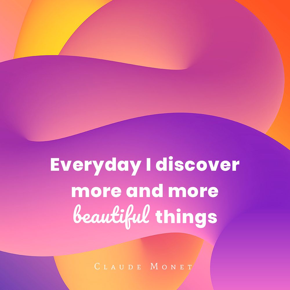 Abstract Instagram post template, colorful 3D design with inspirational quote psd