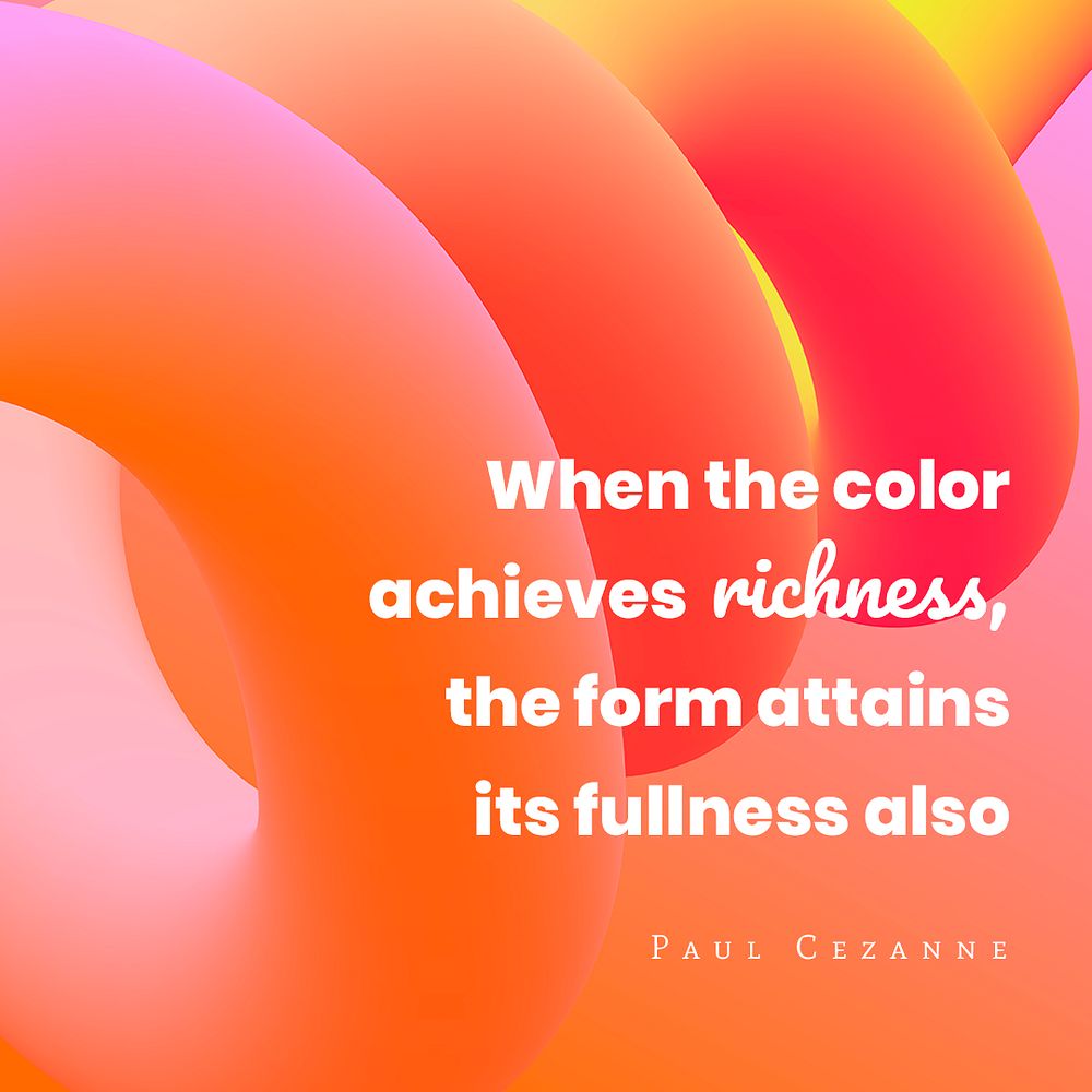 Abstract Instagram post template, colorful 3D design with inspirational quote psd