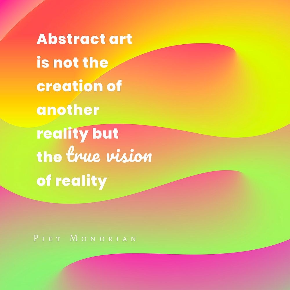 Abstract Instagram post template, colorful 3D design with inspirational quote psd