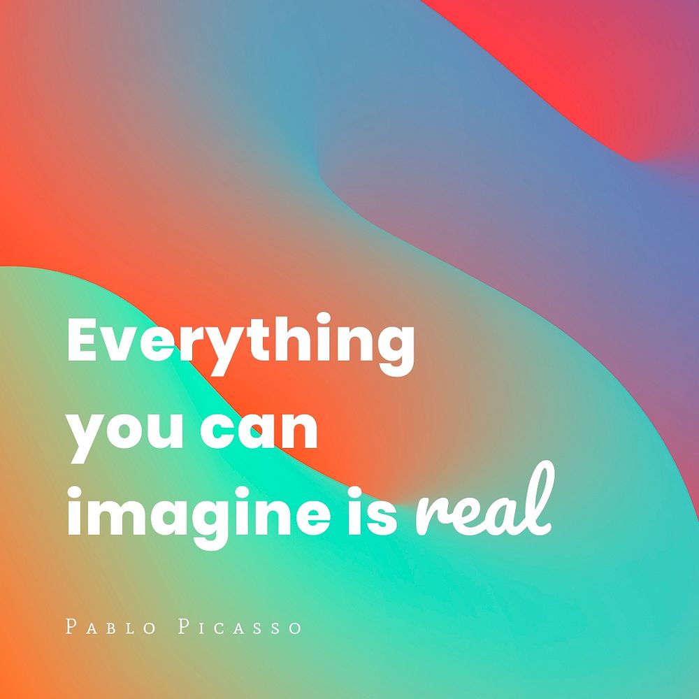 Blue Instagram post, abstract fluid 3D with inspirational quote