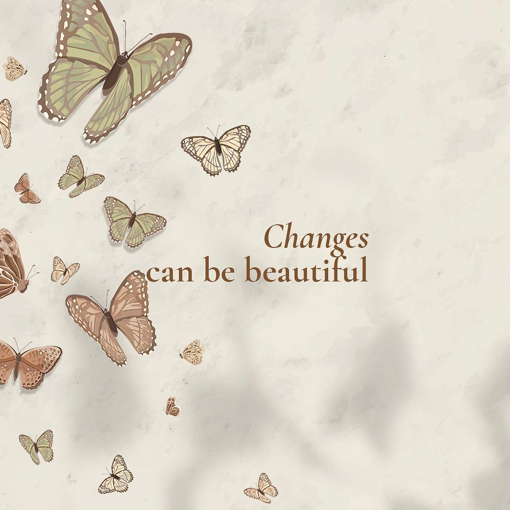 Mental health Instagram post template, beautiful butterfly design psd
