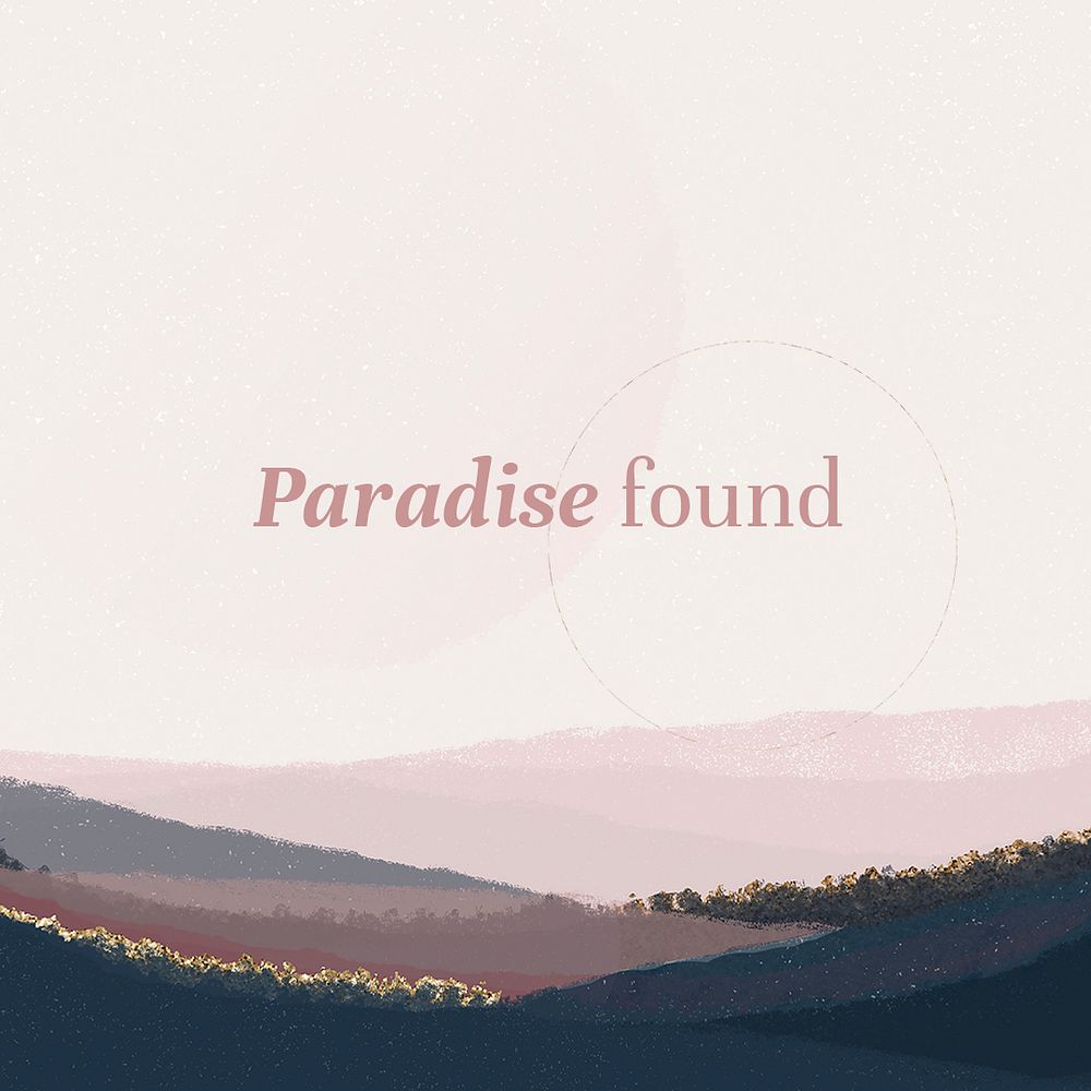 Paradise found Instagram post template, aesthetic landscape illustration psd