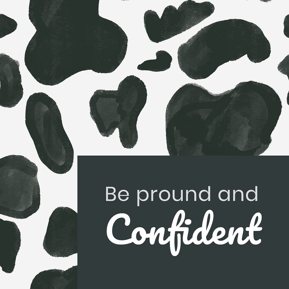 Motivational quote template cow print pattern psd