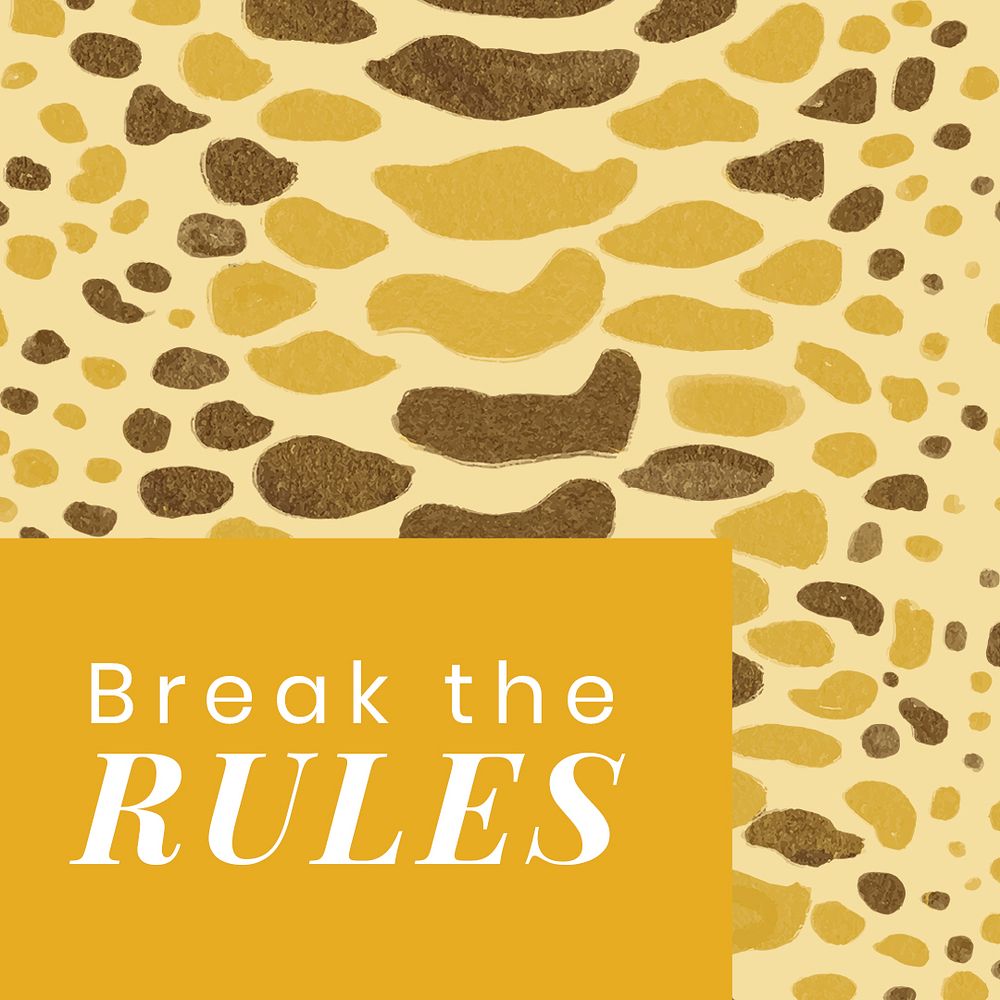 Break the rules, motivational quote template, yellow abstract pattern vector