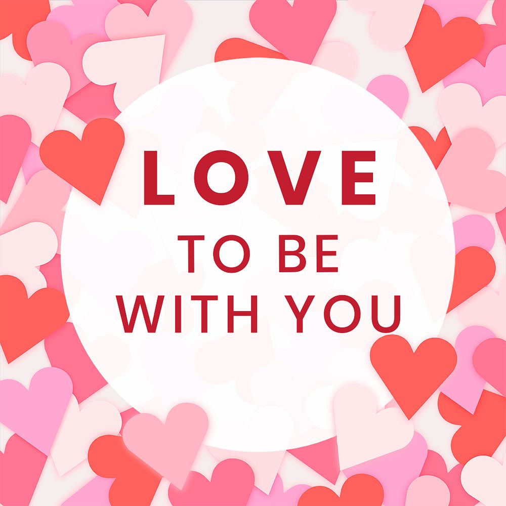 Valentine's social media post template, cute heart background design psd